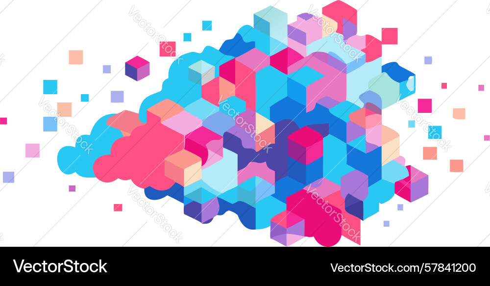 Exploding abstract cubes digital disruption Vector Image