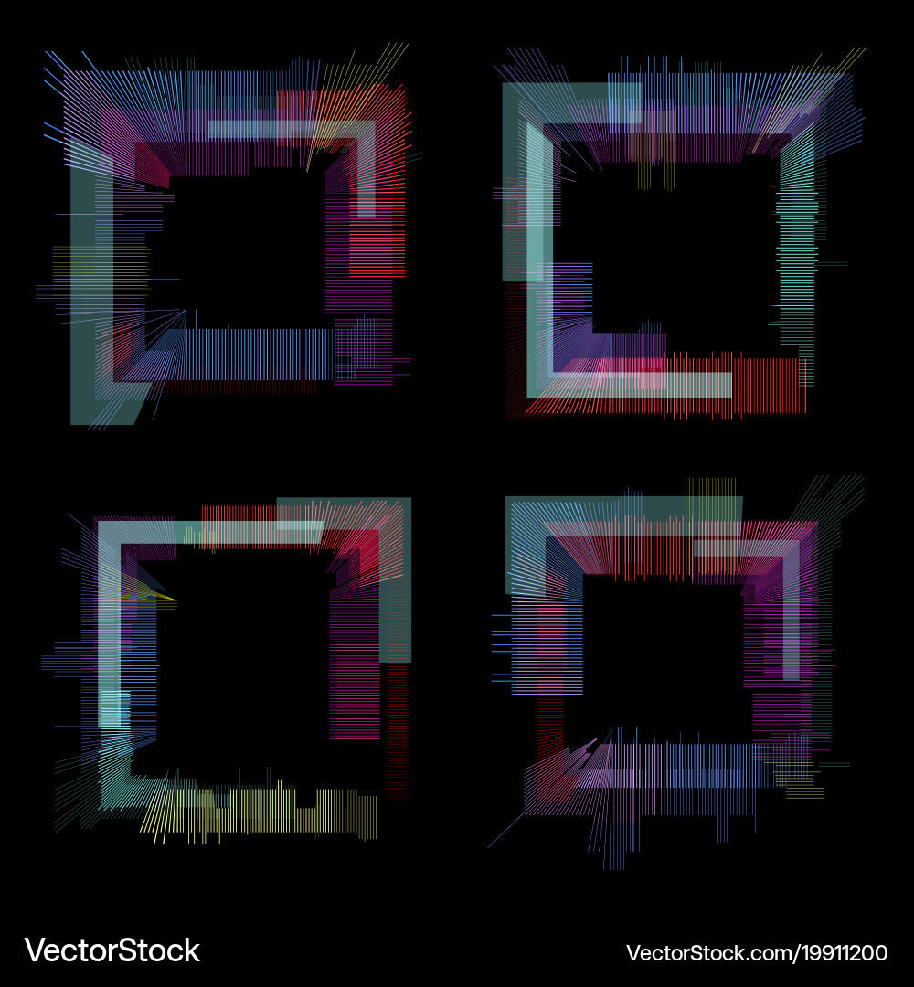 Glitch elements set digital pixel noise color Vector Image