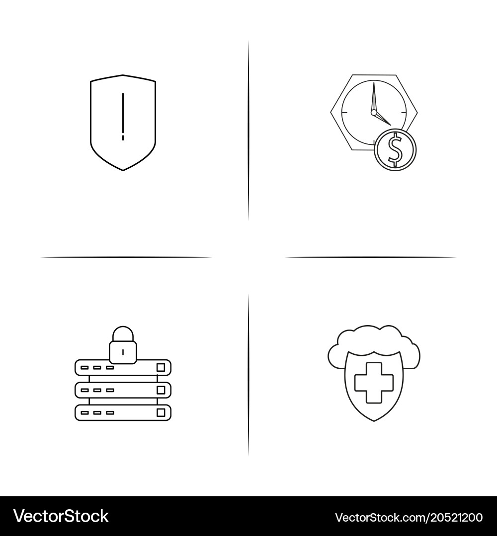 Internet security simple linear icons set Vector Image