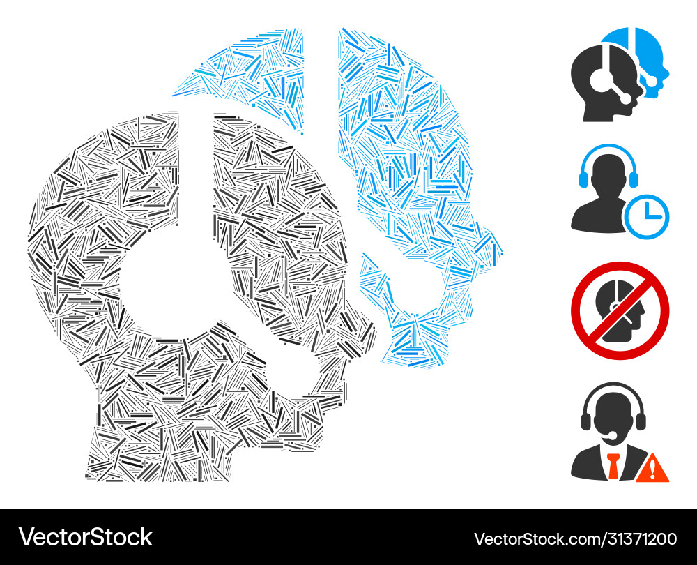 Line call center operators icon mosaic Line call center operators icon mosaic vector image