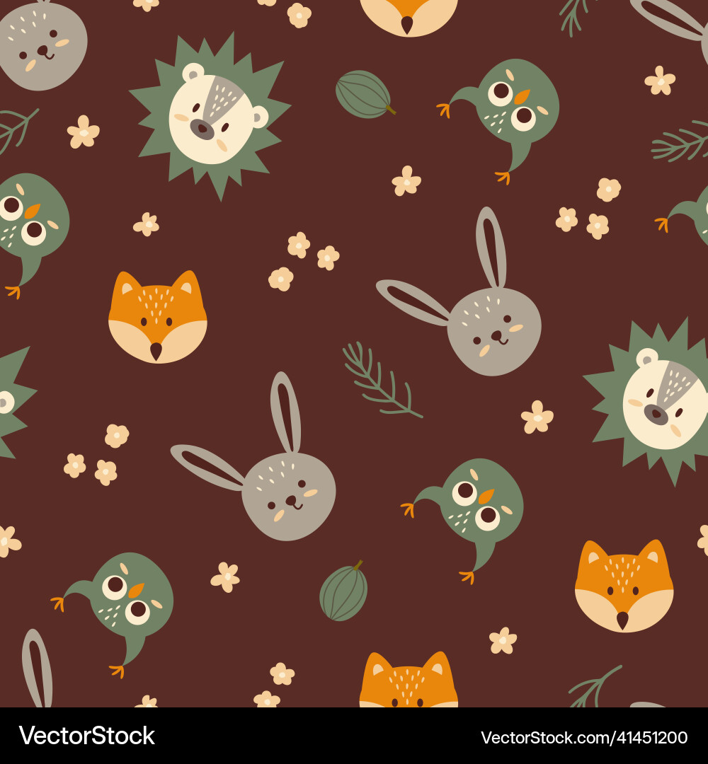 Seamless pattern with forest animals Royalty Free Vector