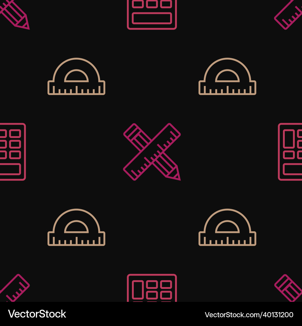 Set line calculator protractor and crossed ruler Set line calculator protractor and crossed ruler vector image