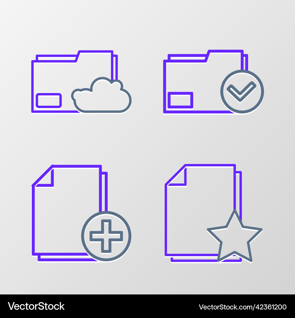 Set line document with star add new file folder Set line document with star add new file folder Vector Image