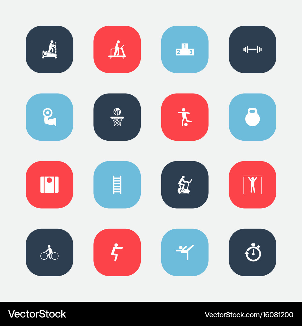 Set of 16 editable exercise icons includes vector image