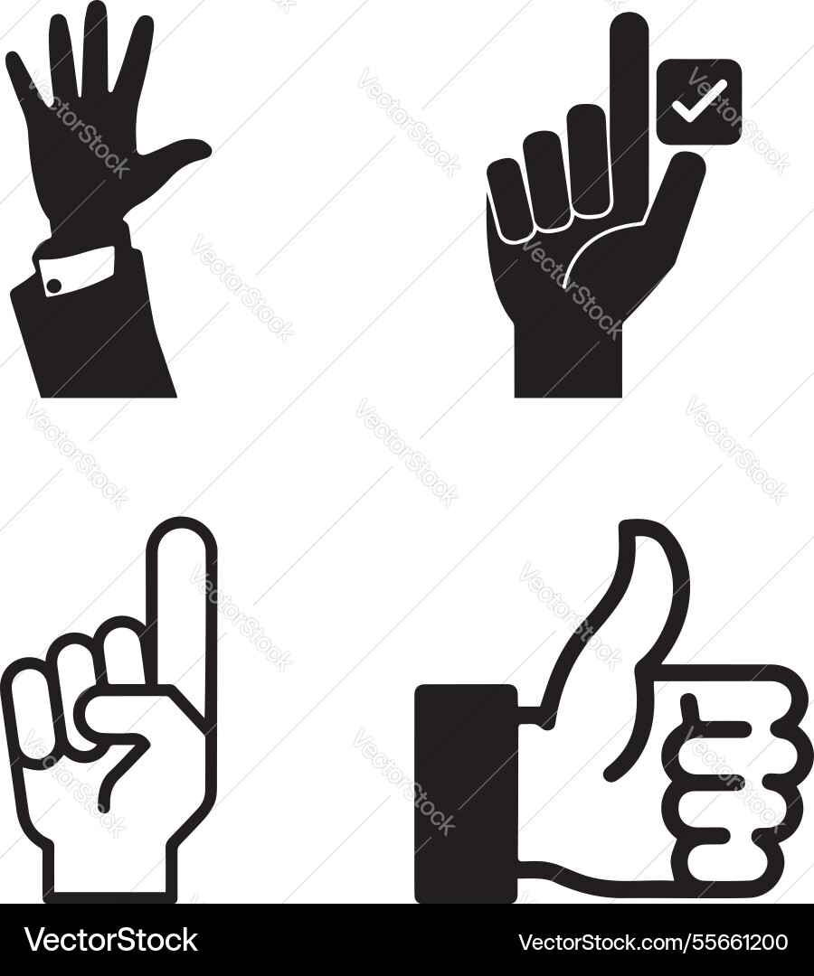 Set of hand gestures representing different action Set of hand gestures representing different action Vector Image