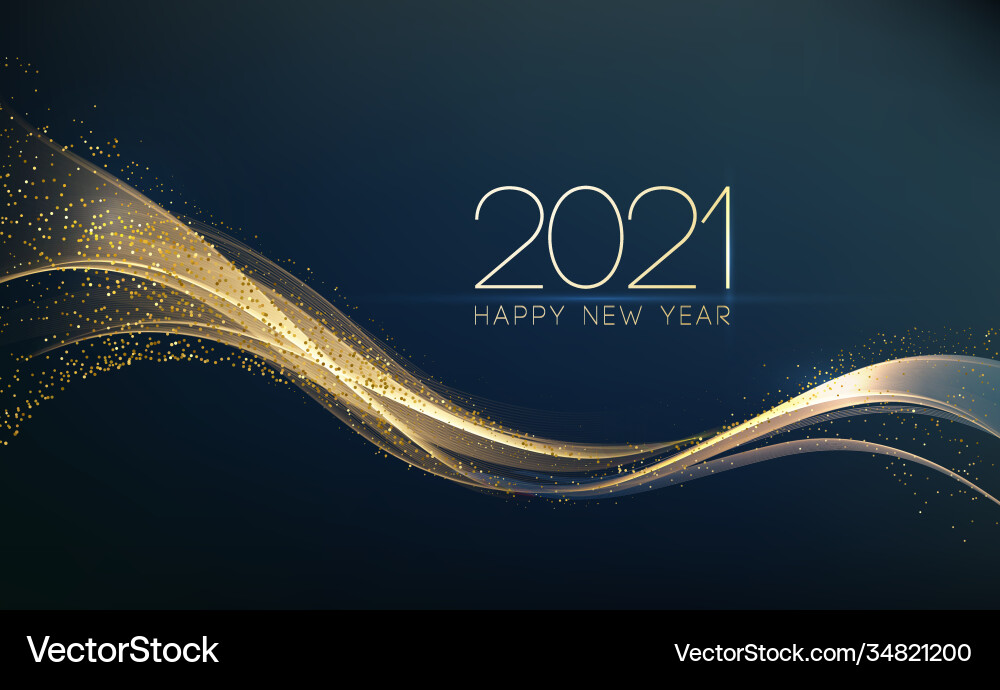 Shimmering Gold New Year Wave vector image