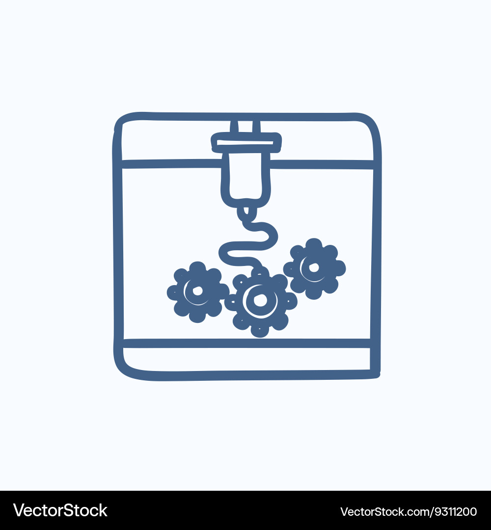 Tree d printing sketch icon vector image