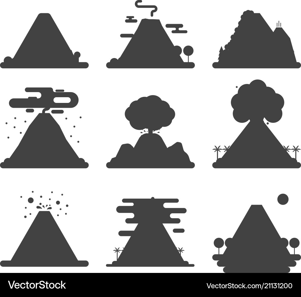 Volcanic Eruption Silhouette Vector Image