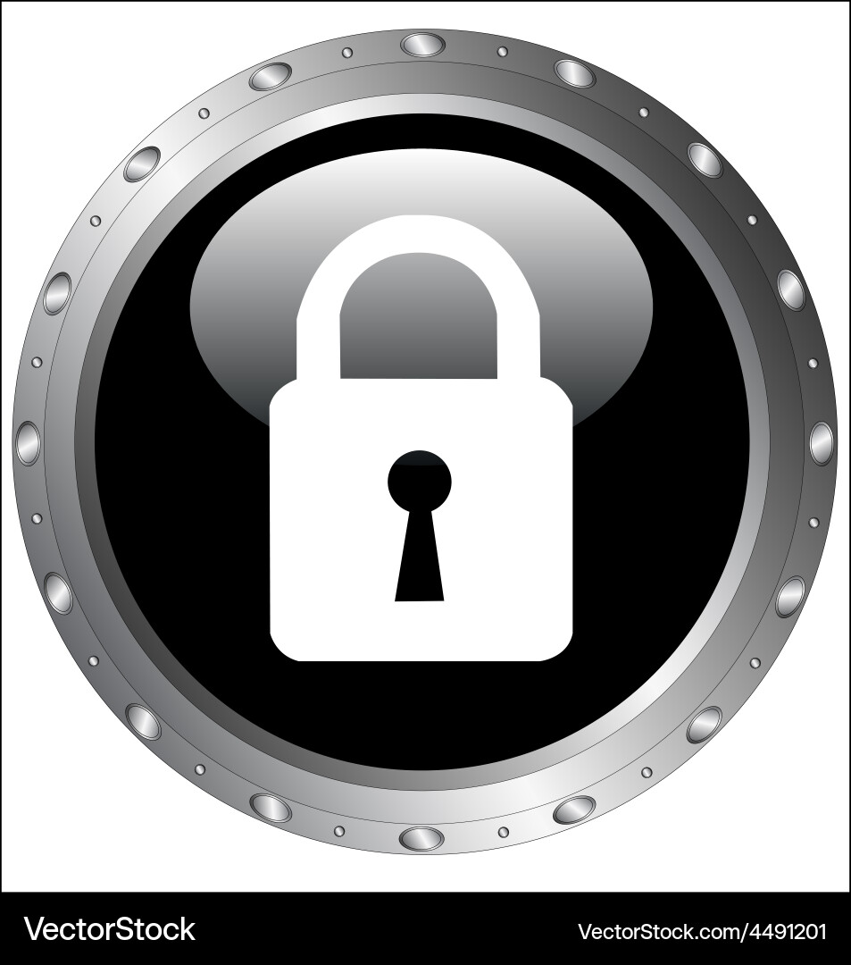 Black button icons - lock icon on a web Vector Image