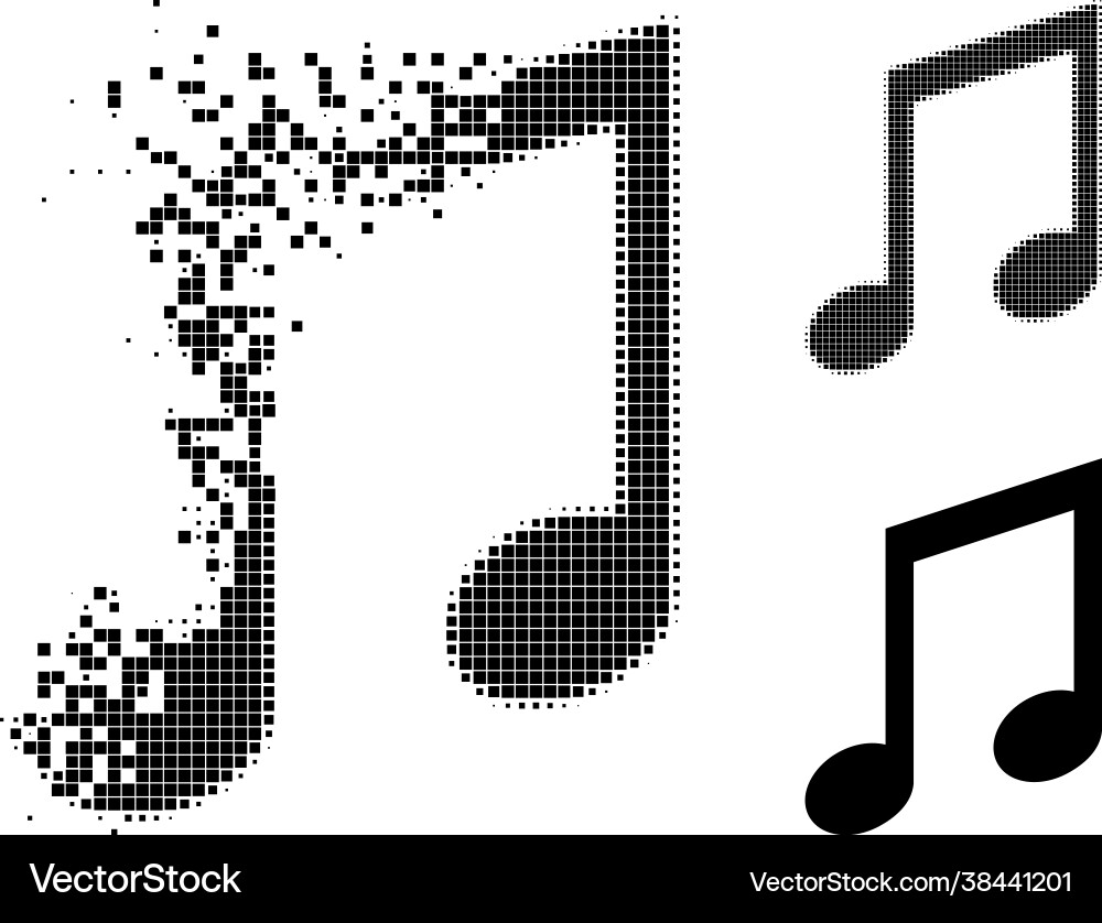 Disintegrating pixel music notes icon Vector Image
