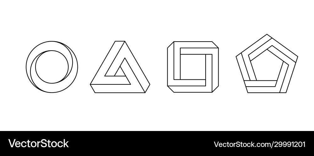 Impossible shapes thin line minimal icons Impossible shapes thin line minimal icons vector image