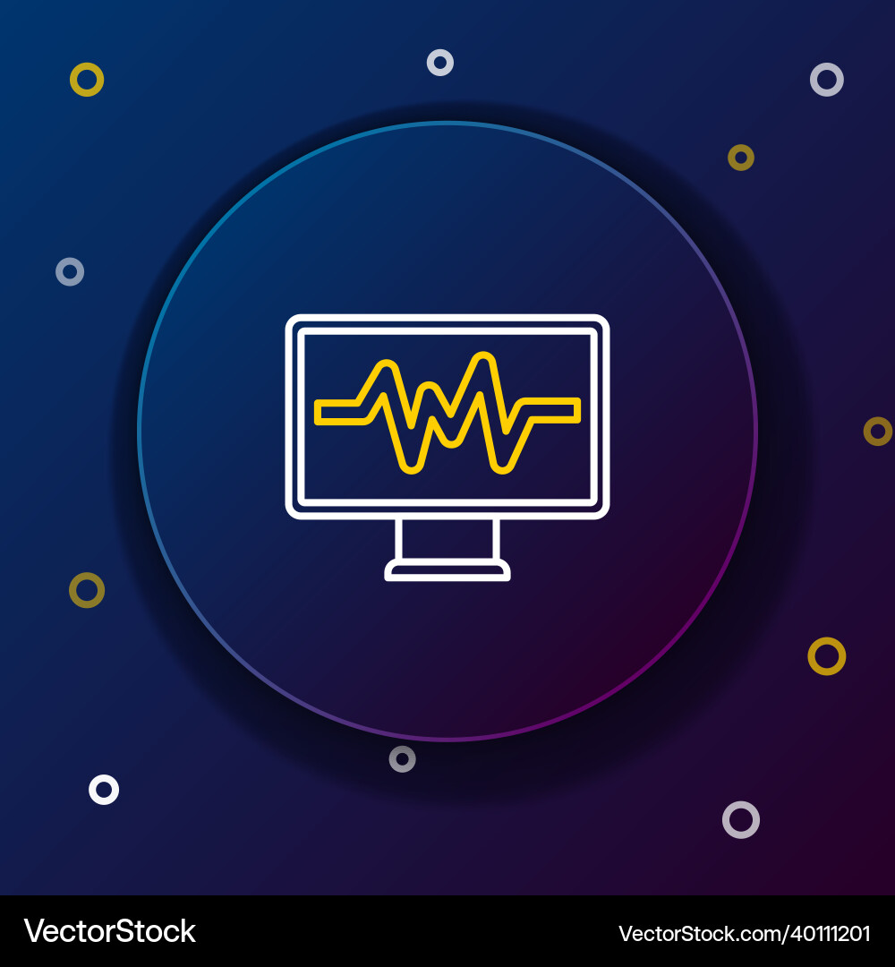 Line computer monitor with cardiogram icon Line computer monitor with cardiogram icon vector image