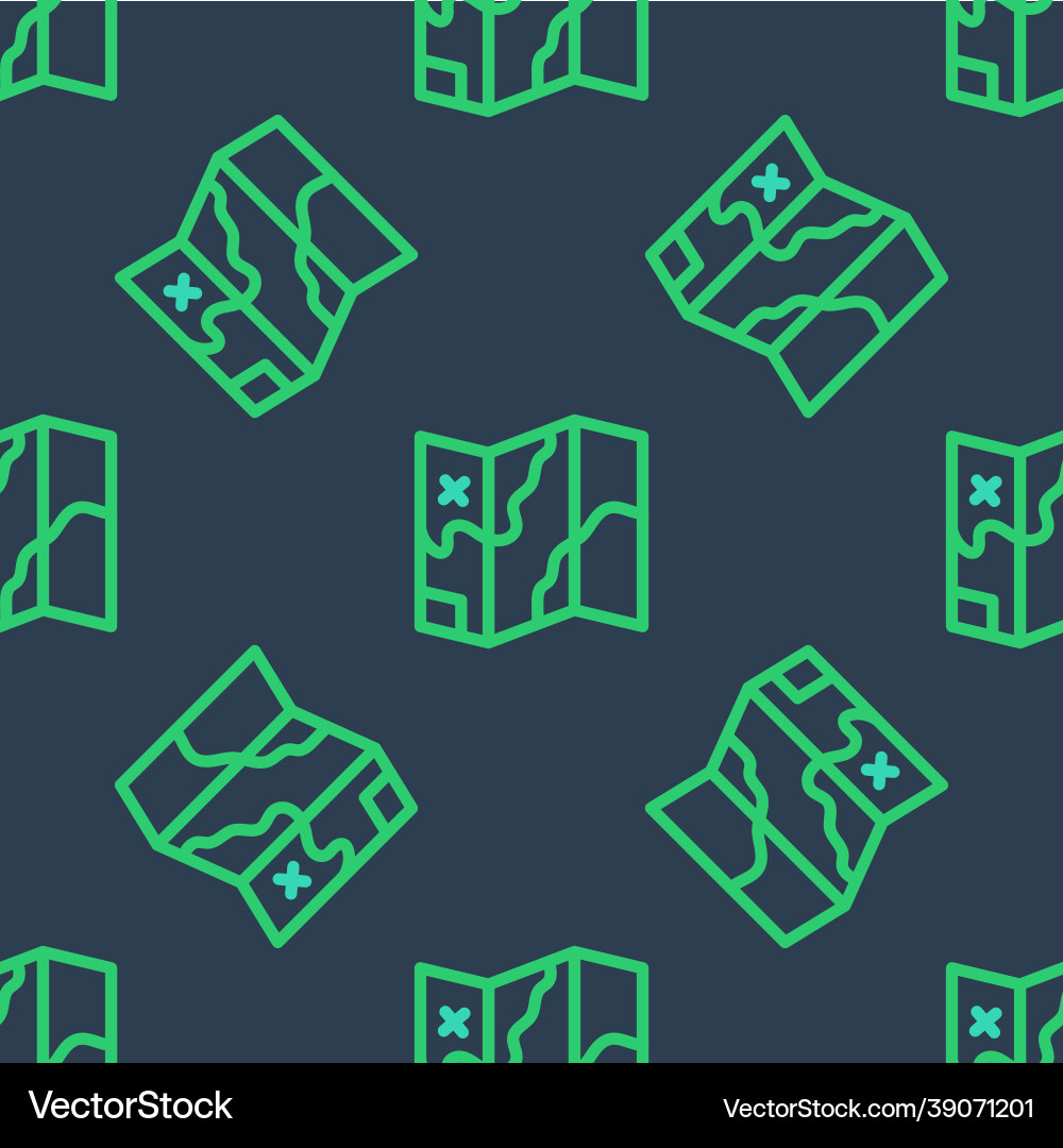 Line folded map icon isolated seamless pattern vector image
