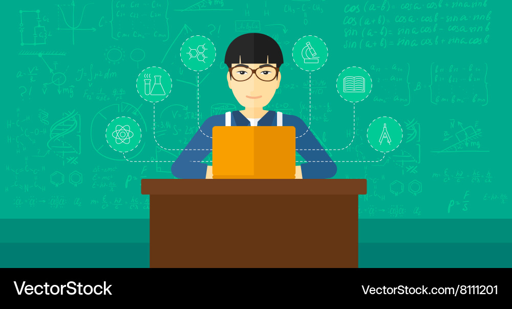 Man studying with laptop Vector Image