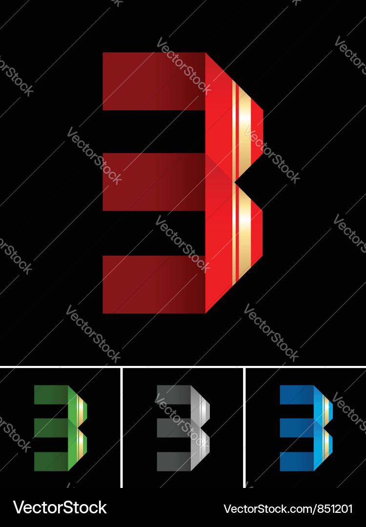 Paper Tape Number 3 - 3D Render Vector Image