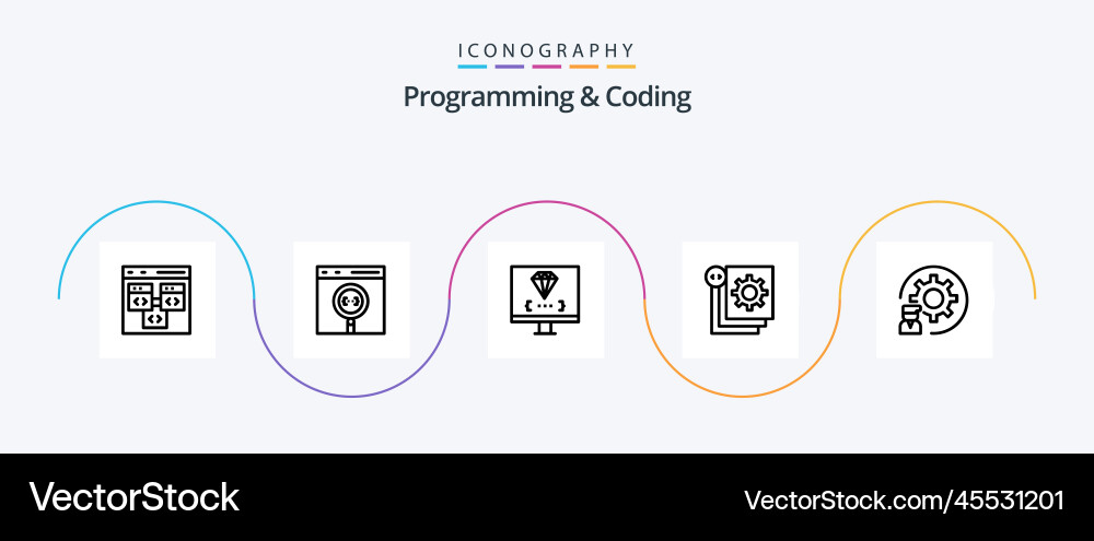 Programming and coding line 5 icon pack including vector image