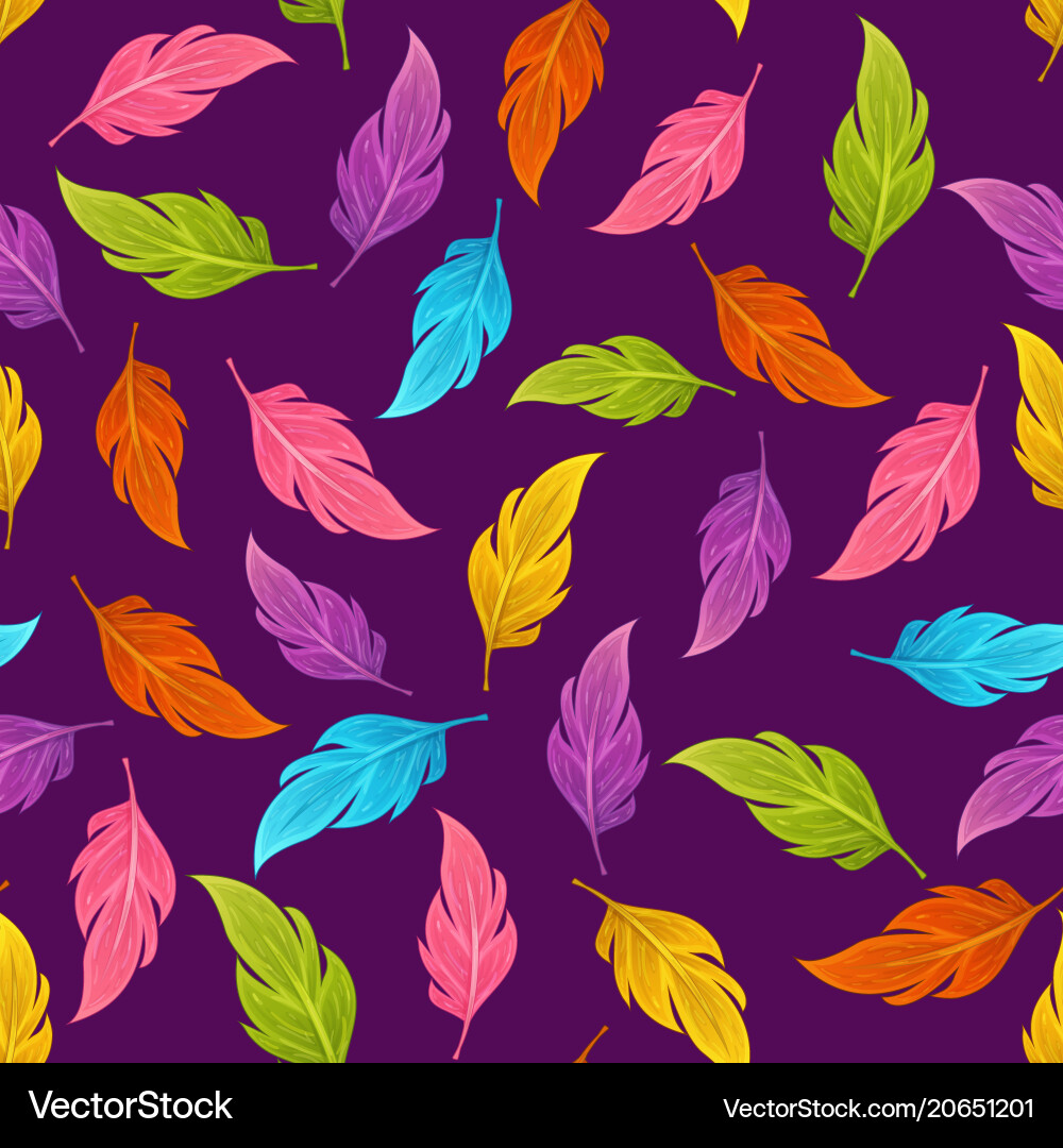 Seamless pattern with colorful feathers Seamless pattern with colorful feathers vector image