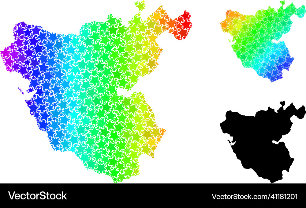 Spectrum gradient starred mosaic map of cadiz Vector Image