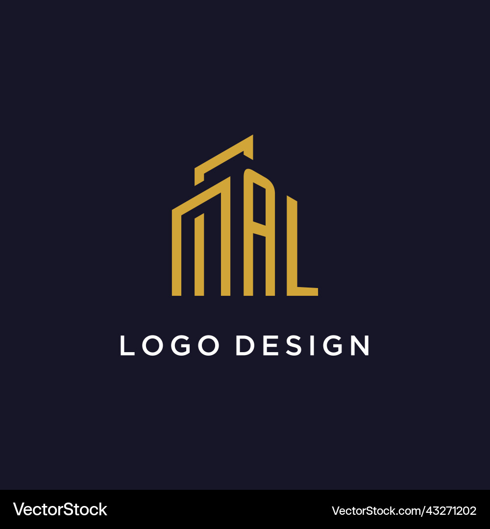 Al initial monogram with building logo design Al initial monogram with building logo design Vector Image