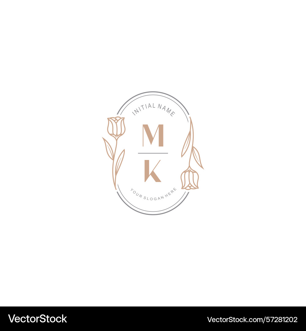 Botanical monogram logos with initial mk Vector Image