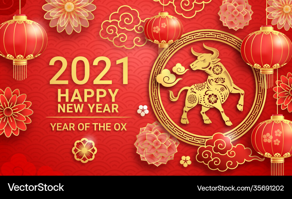 Chinese new year 2021 greeting card background Chinese new year 2021 greeting card background vector image
