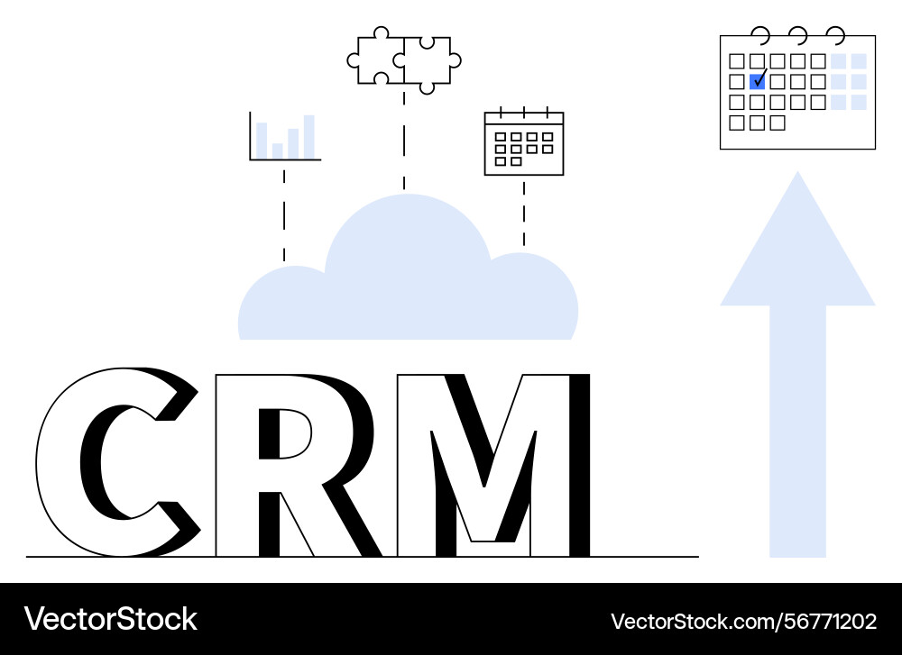 Crm concept with cloud integrations data Crm concept with cloud integrations data vector image