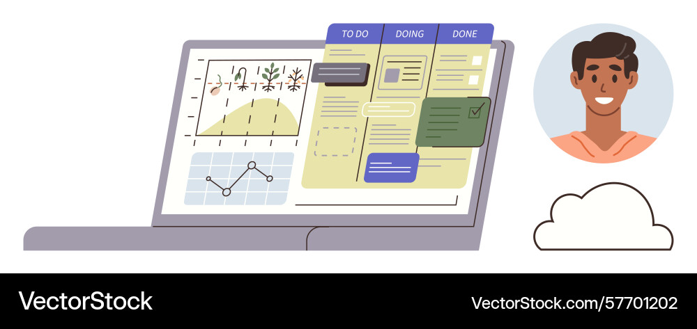 Digital task management with charts and dashboard Digital task management with charts and dashboard vector image