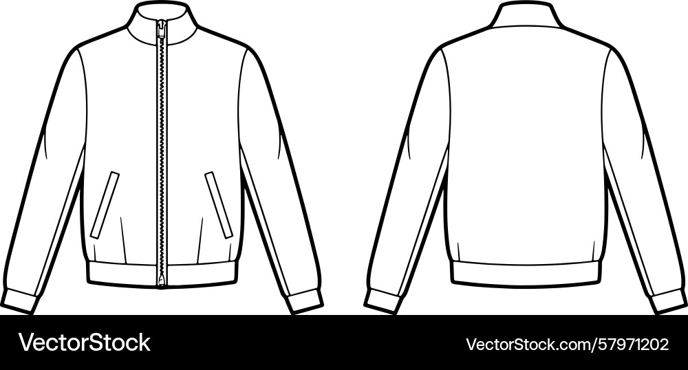 Jacket from two views front and back line art Vector Image