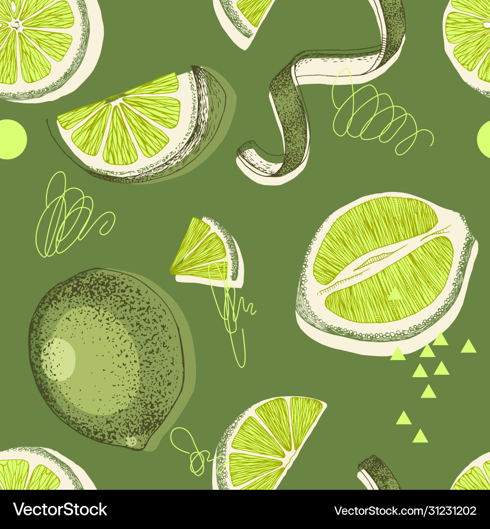 Lime Slice Pattern - Fresh & Zesty Royalty Free Vector