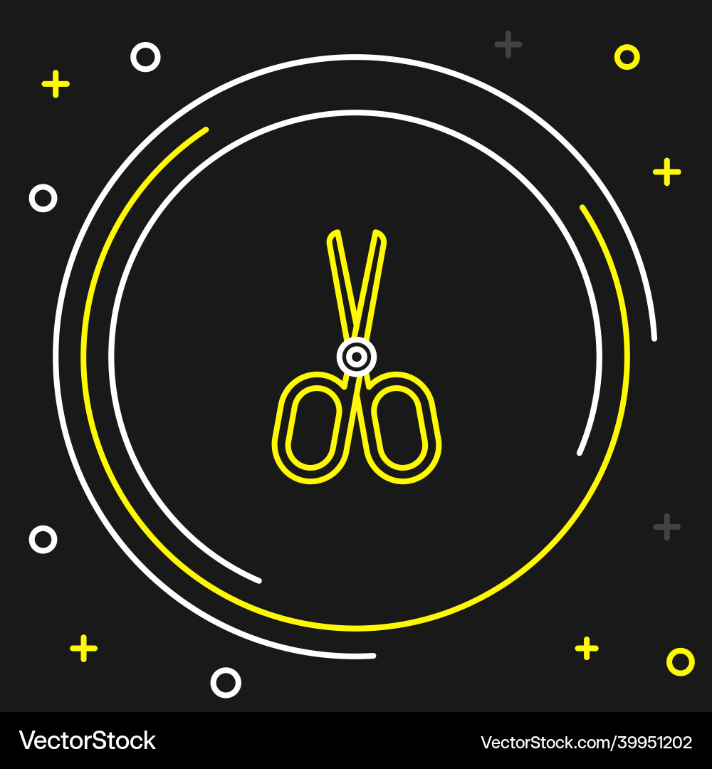 Line scissors icon isolated on black background Line scissors icon isolated on black background Vector Image