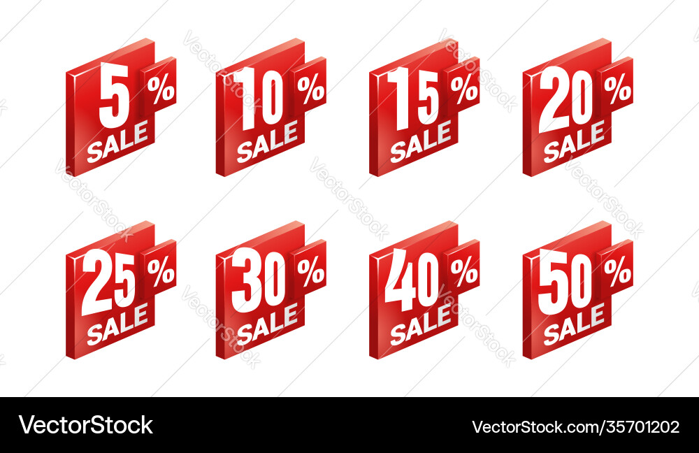 Sales tag set in 3d frames Sales tag set in 3d frames vector image