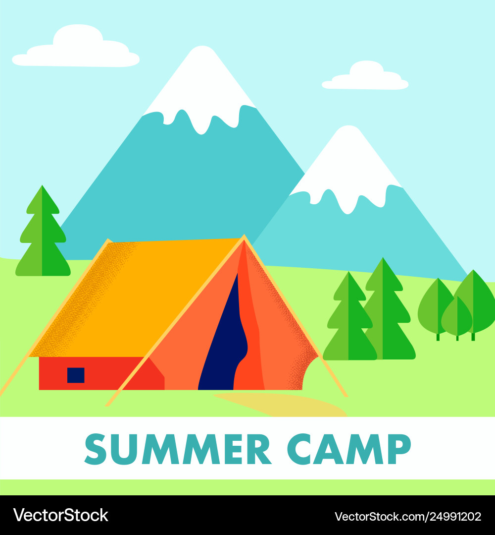 Scout summer camp resort flat Scout summer camp resort flat Vector Image
