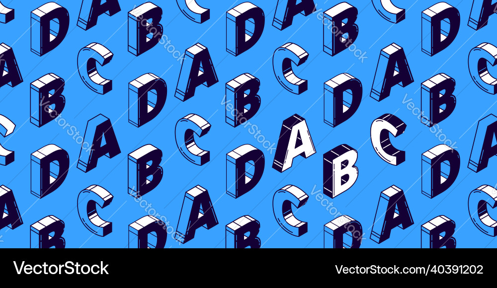 Seamless pattern with isometric font 3d type Seamless pattern with isometric font 3d type vector image
