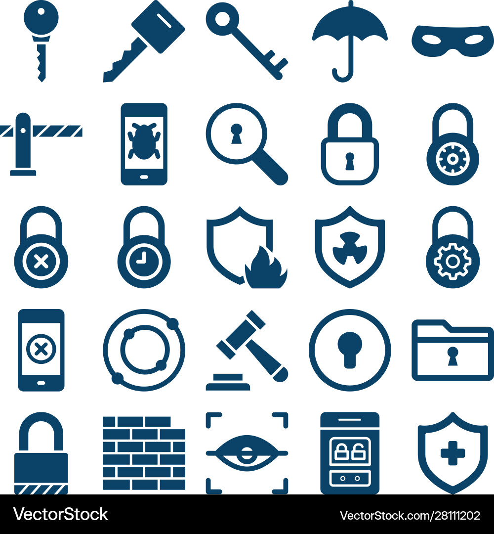 Security isolated icons set every single c Vector Image
