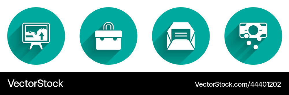 Set monitor with graph chart briefcase envelope vector image