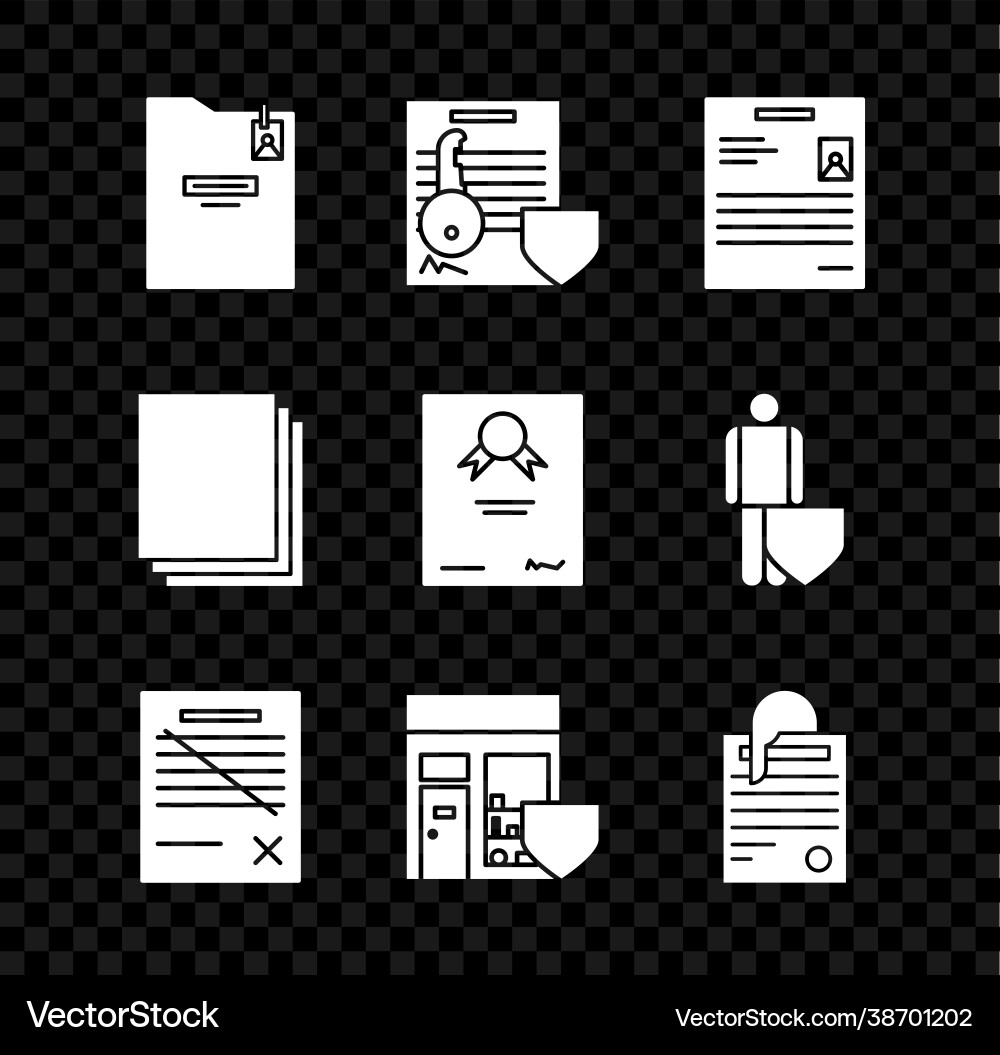 Set personal folder document with key shield Set personal folder document with key shield vector image