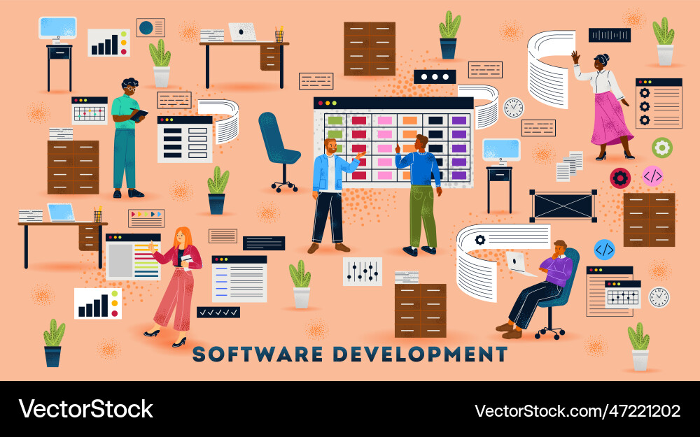 Software-Entwicklung und cm-Architektur Software-Entwicklung und cm-Architektur vektorbild