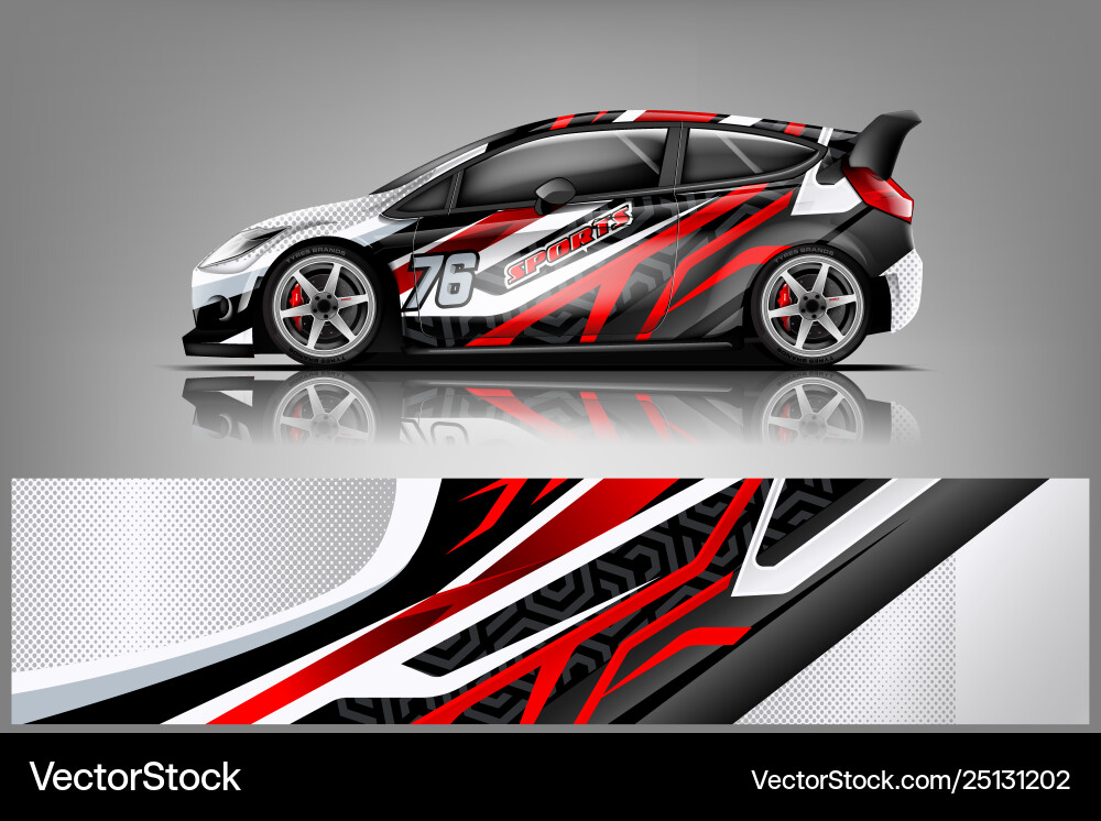 Sport car racing wrap design vector image