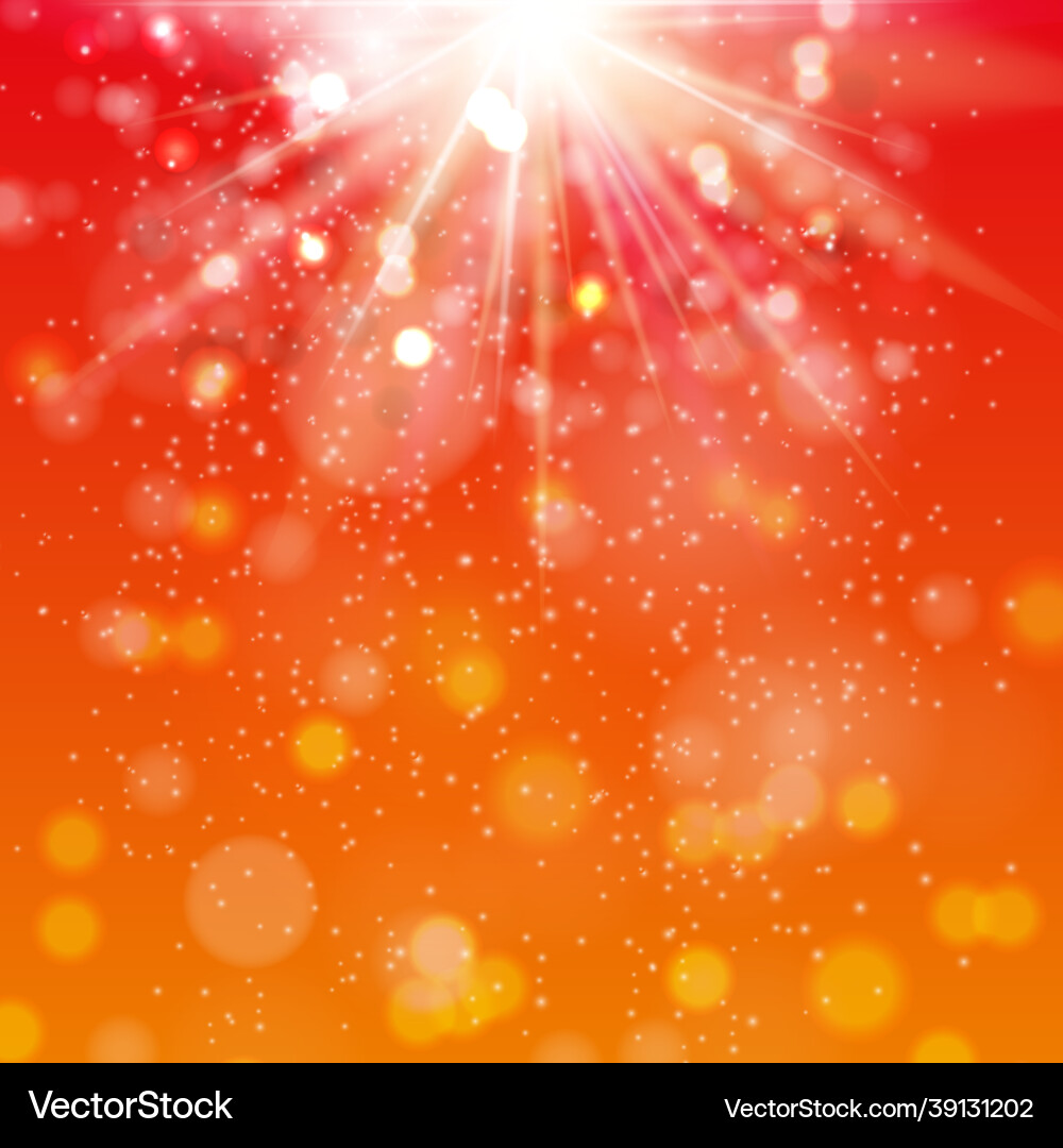 Spring orange and red background with sparkles vector image