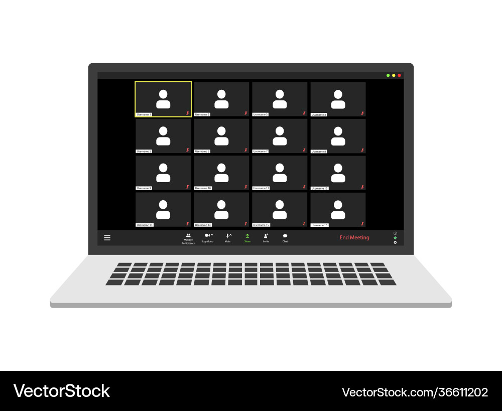 Template video conference user interface Vector Image