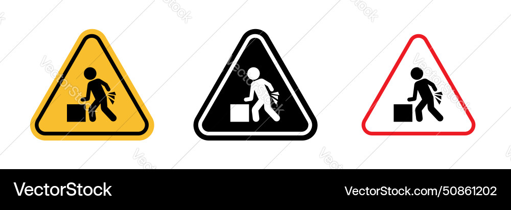 Warning heavy object sign icon set caution Vector Image