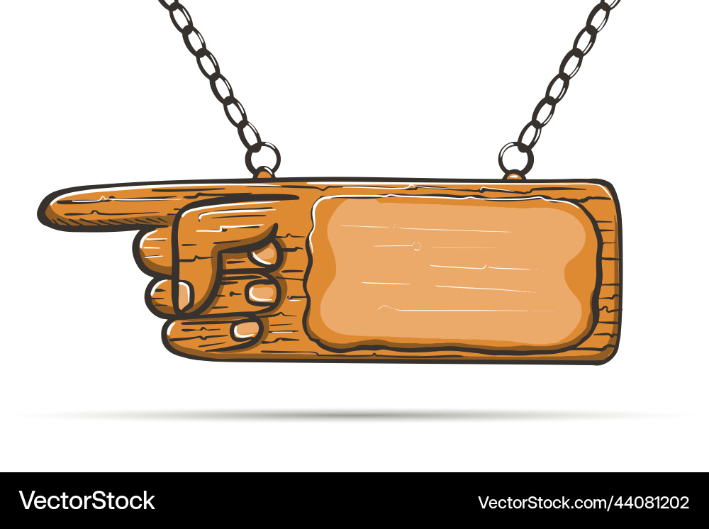 Wooden pointer in the shape of a hand Vector Image