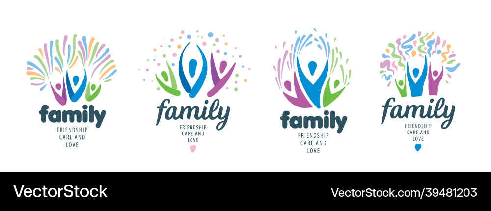 A set of painted abstract family logos on white Vector Image