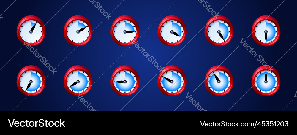 Clock game icons time animation sprite sheet Clock game icons time animation sprite sheet vector image
