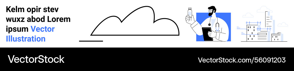 Cloud computing concept with scientist holding lab Vector Image