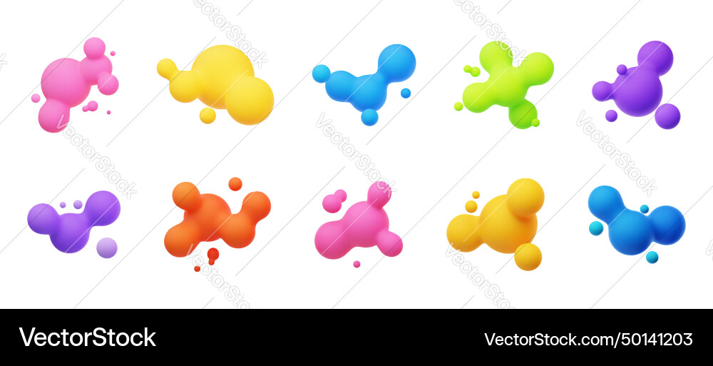 Colorful 3d morphing balls liquid blobs like lava Vector Image