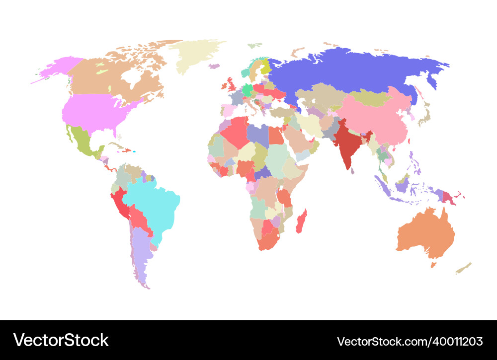 Colorful world map isolated on white Colorful world map isolated on white vector image