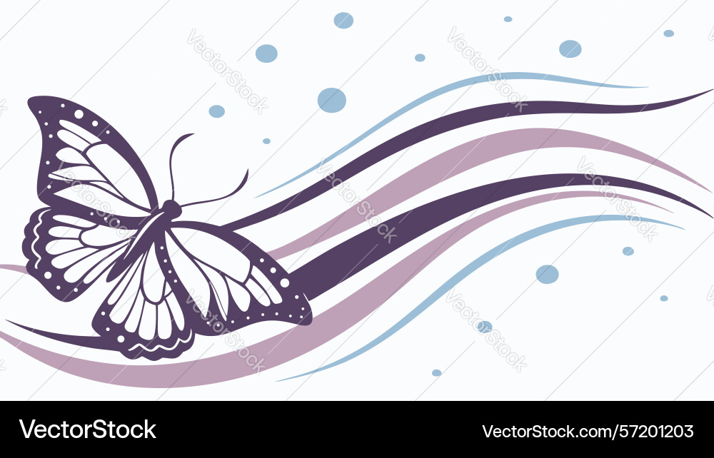 Elegant butterfly on dynamic abstract lines vector image