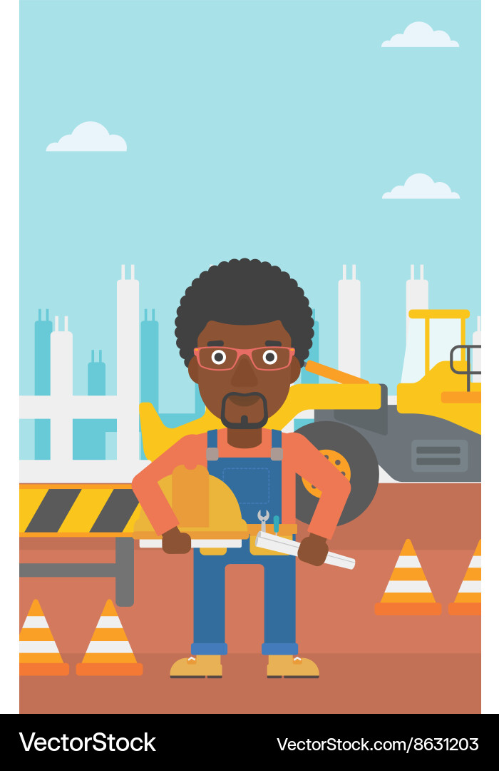 Engineer with hard hat and blueprint vector image