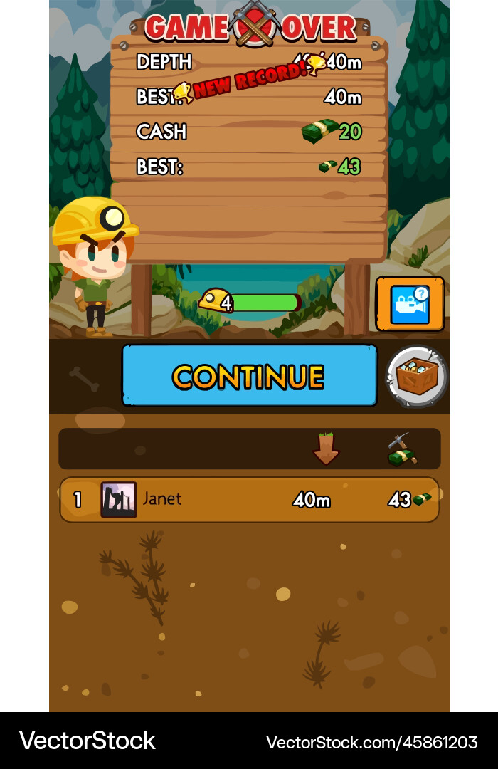 Komplettes Set von Level-Taste Spiel ui Pop-up-Symbol vektorbild